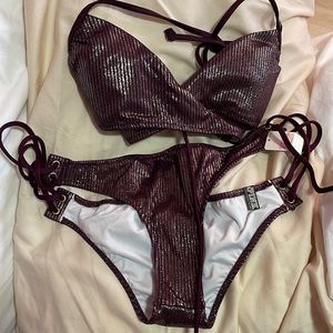 Pink brand new bathing suit, size small top size xs bottom w tags